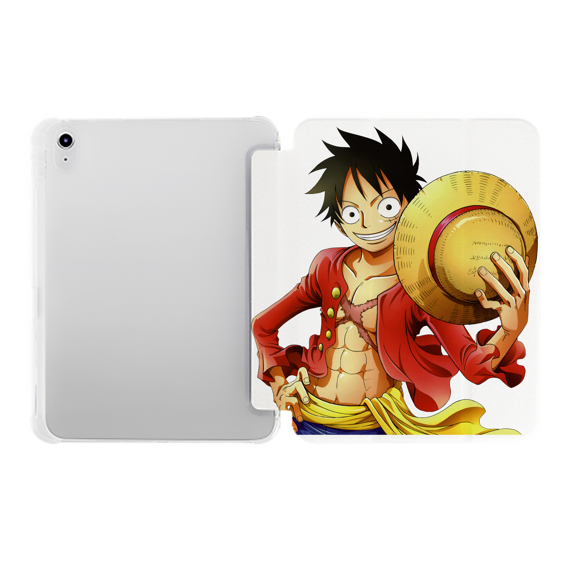 （画像用） ワンピース モンキー・D・ルフィ ONE PIECE Monkey D. Luffy IPad ケース ペン収納付き 三つ折りスタンド PUレザー×シリコン 対応機種9.5/10.5/10.9インチ